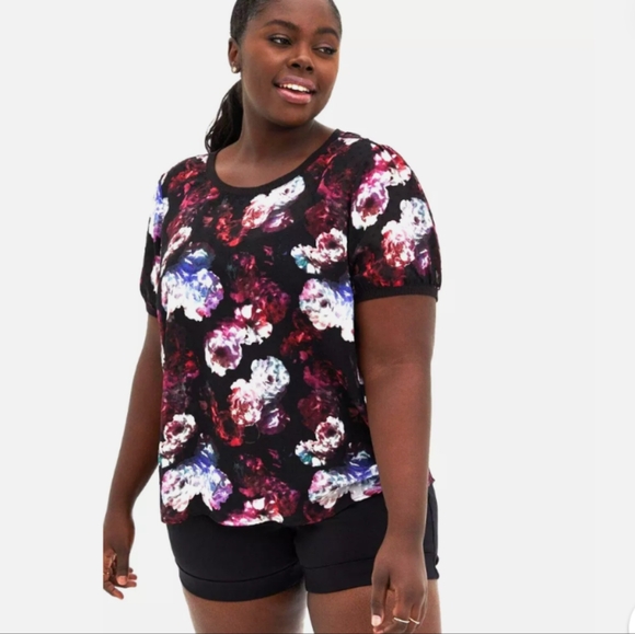 torrid Tops - Torrid Sheer Clip Dot Floral Top